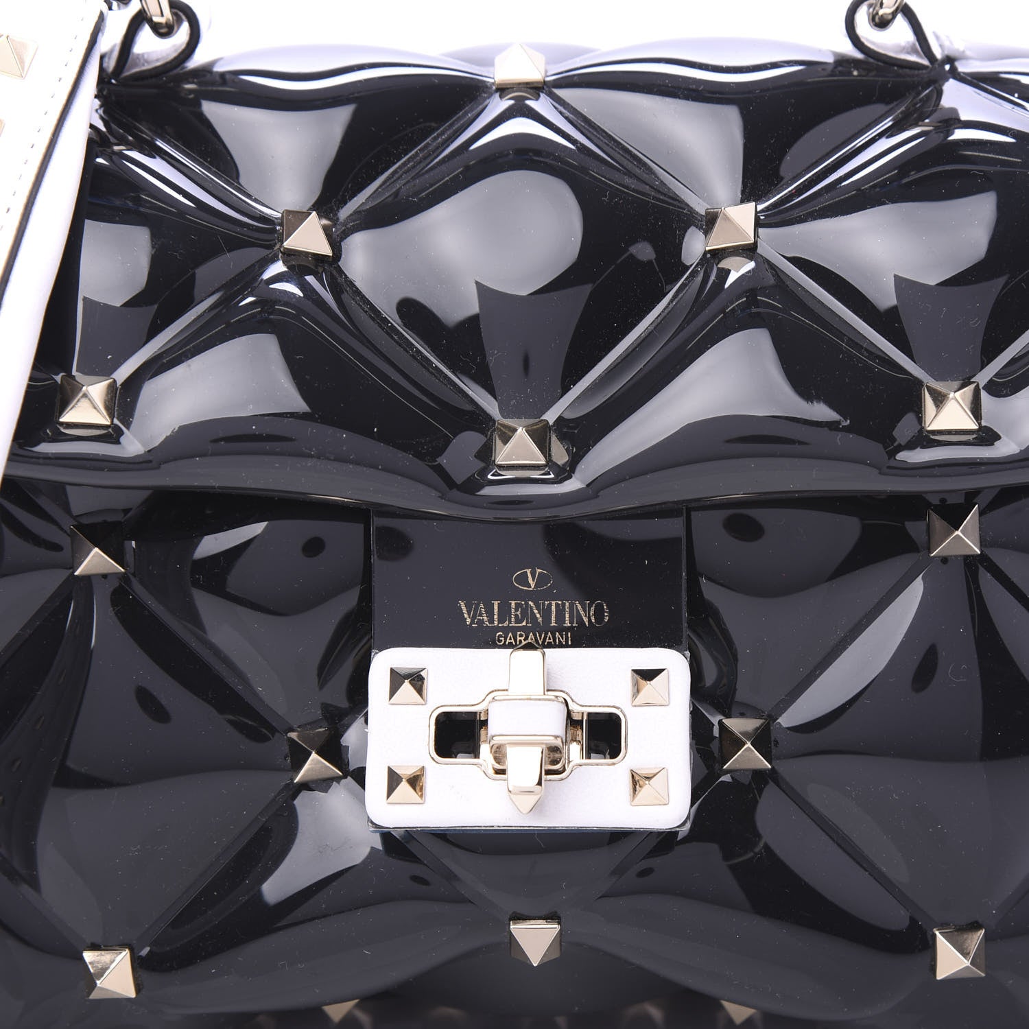 Valentino Garavani PVC Candystud Top Handle Bag Black White 10 of 10