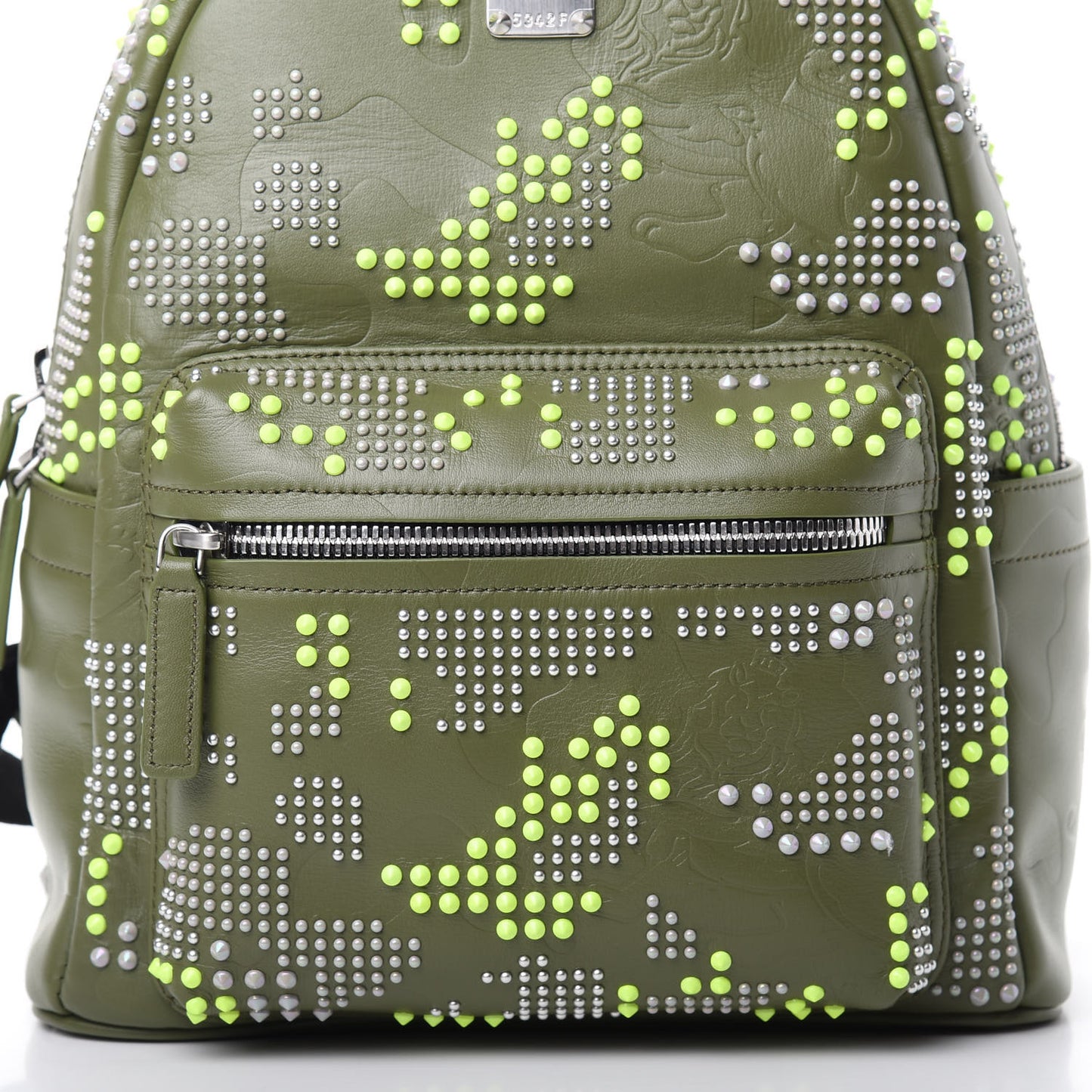 Smooth Calfskin Studded Small Lion Camo Stark Backpack Winter Moss