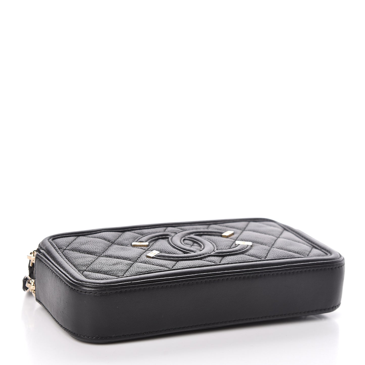 Caviar Quilted CC Filigree Clutch With Chain Black