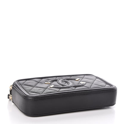 Chanel Caviar Quilted CC Filigree Clutch With Chain Black 4 of 13