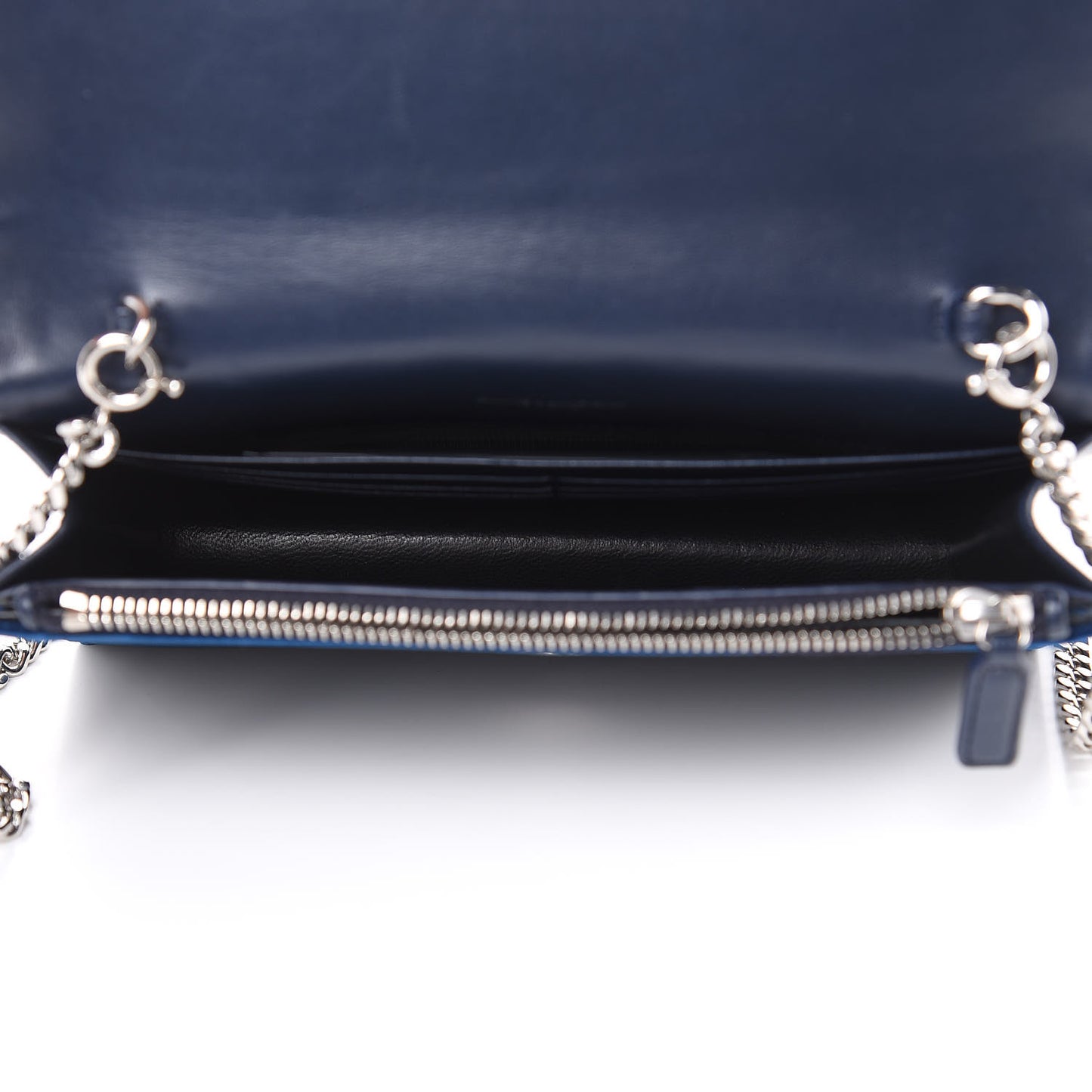 Velvet Crystal Monogram Kate Tassel Chain Wallet Blue