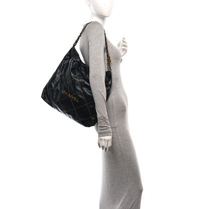 Chanel Shiny Calfskin Stitched Chanel 22 Black White 2 of 11
