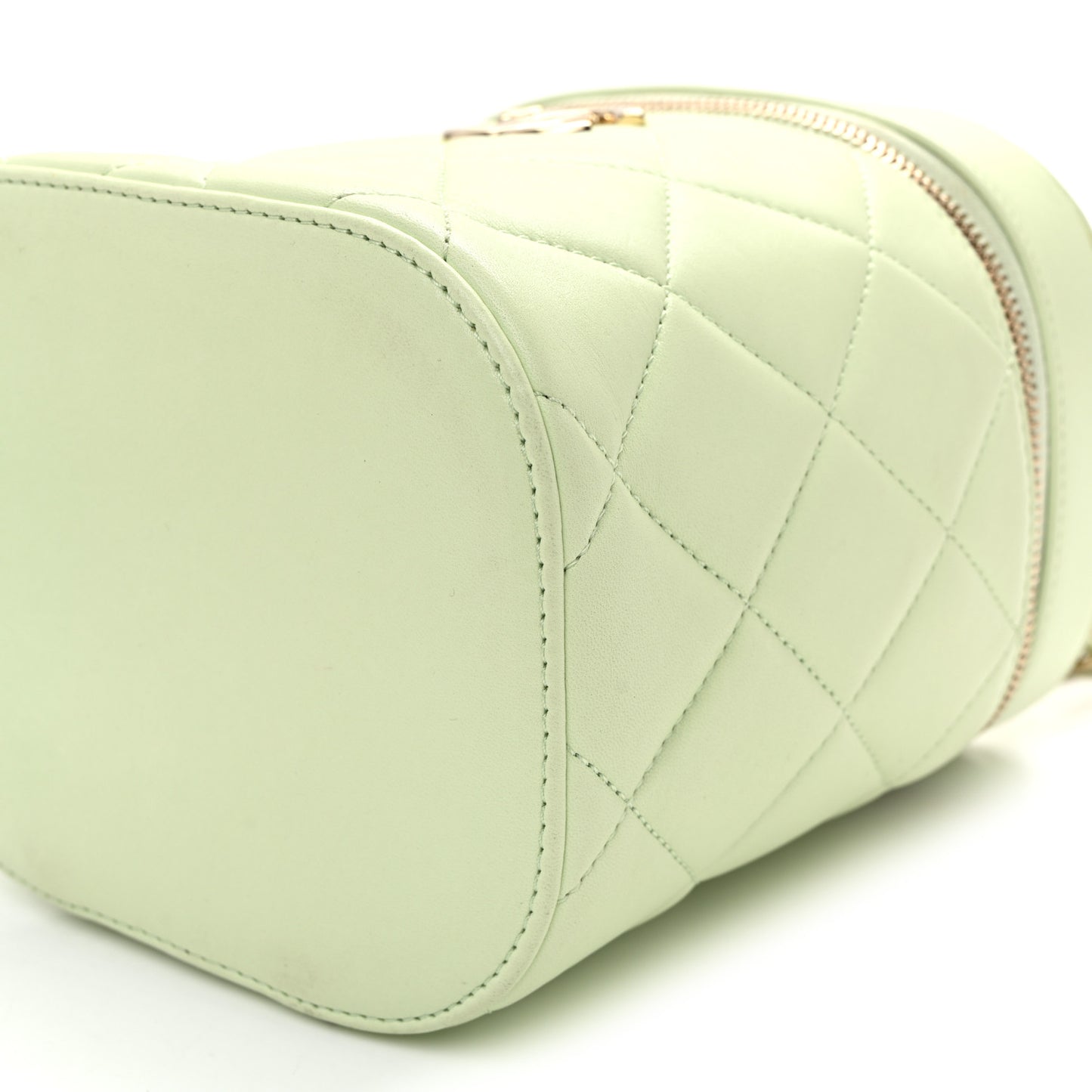 Lambskin Quilted Trendy Vanity Case Light Green