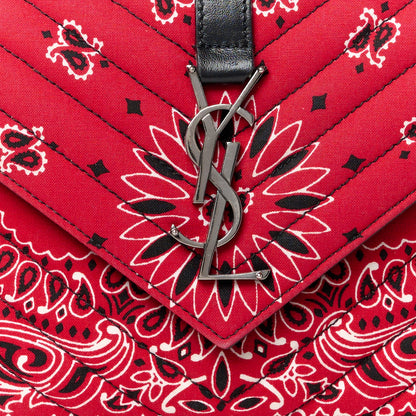 Saint Laurent Canvas Bandana Matelasse Chevron Medium College Bag Red 9 of 13
