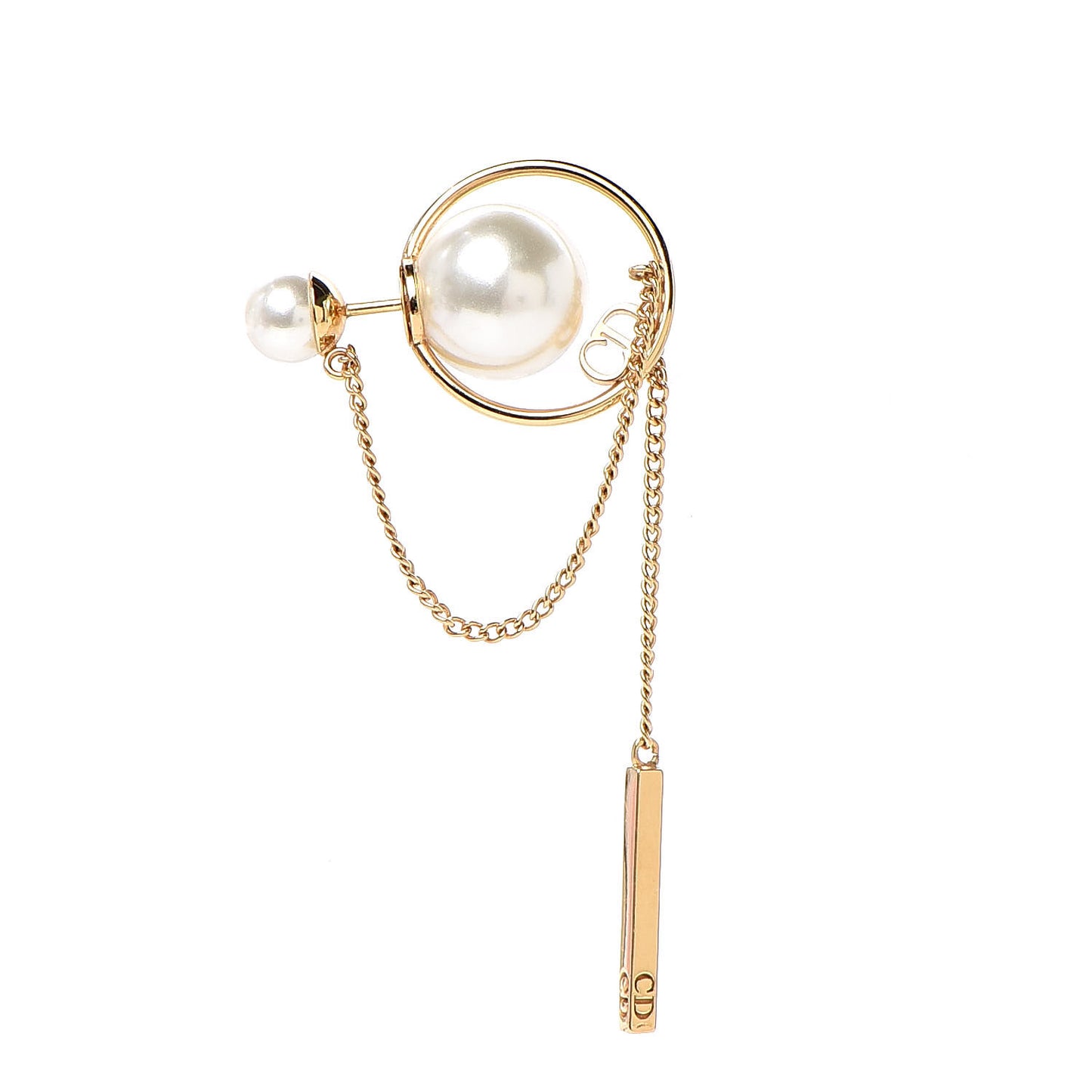 Pearl Tribales Dangle Chain Earrings Gold