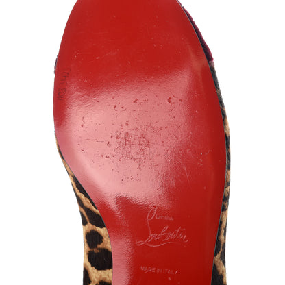 Christian Louboutin Leopard Print Calf Hair Cap Toe I Love My Loubies Loafers 38.5 Red 9 of 10