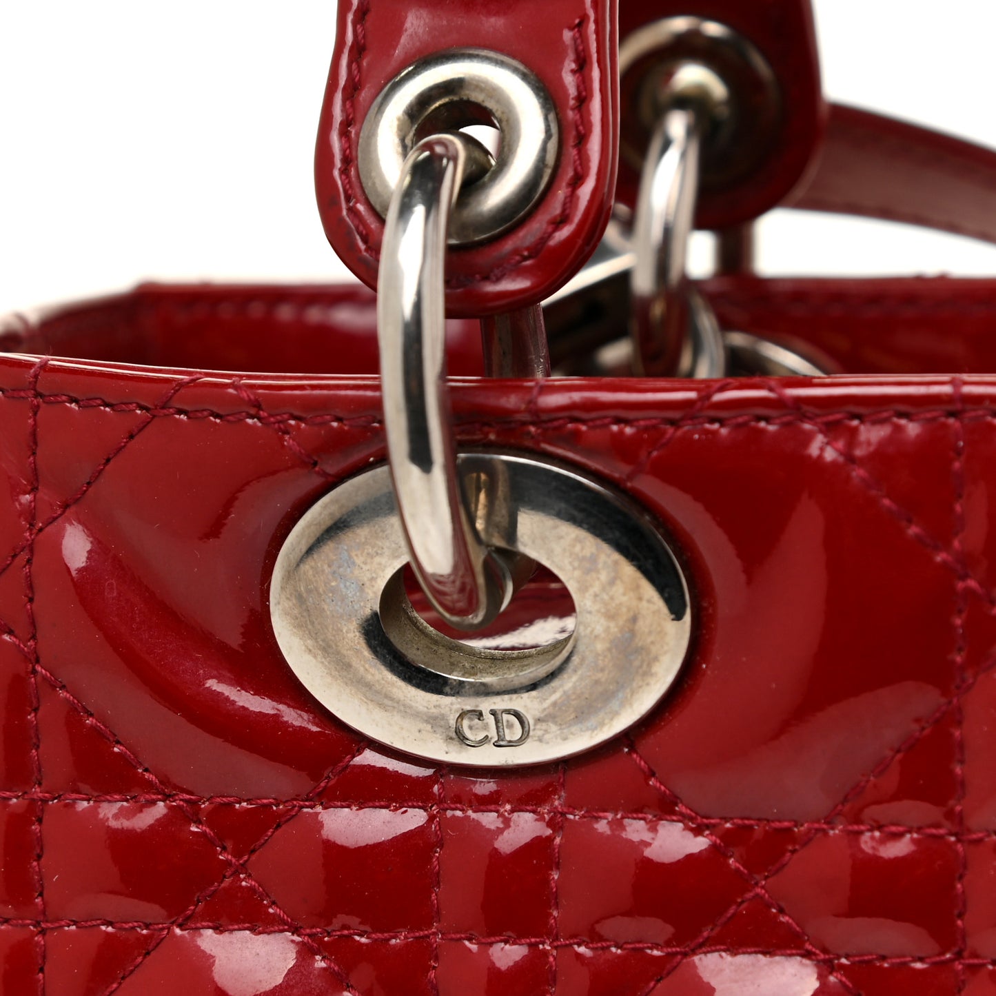 Patent Cannage Medium Lady Dior Red
