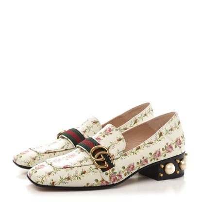 Gucci Calfskin Web Pearl Embellished Peyton Loafer 40.5 White 3 of 10