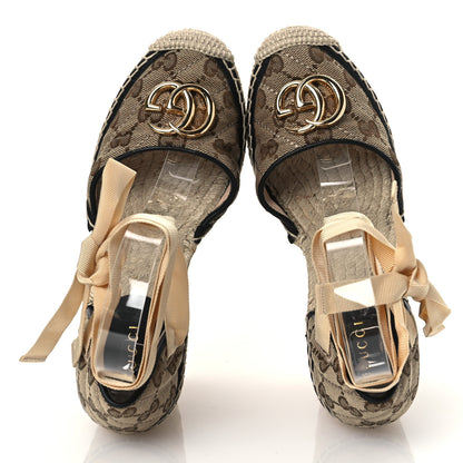 Gucci Monogram Matelasse GG Marmont Ankle Wrap Platform 35/120mm Espadrille Wedges 35 Beige Ebony Black Sand Storm 2 of 13
