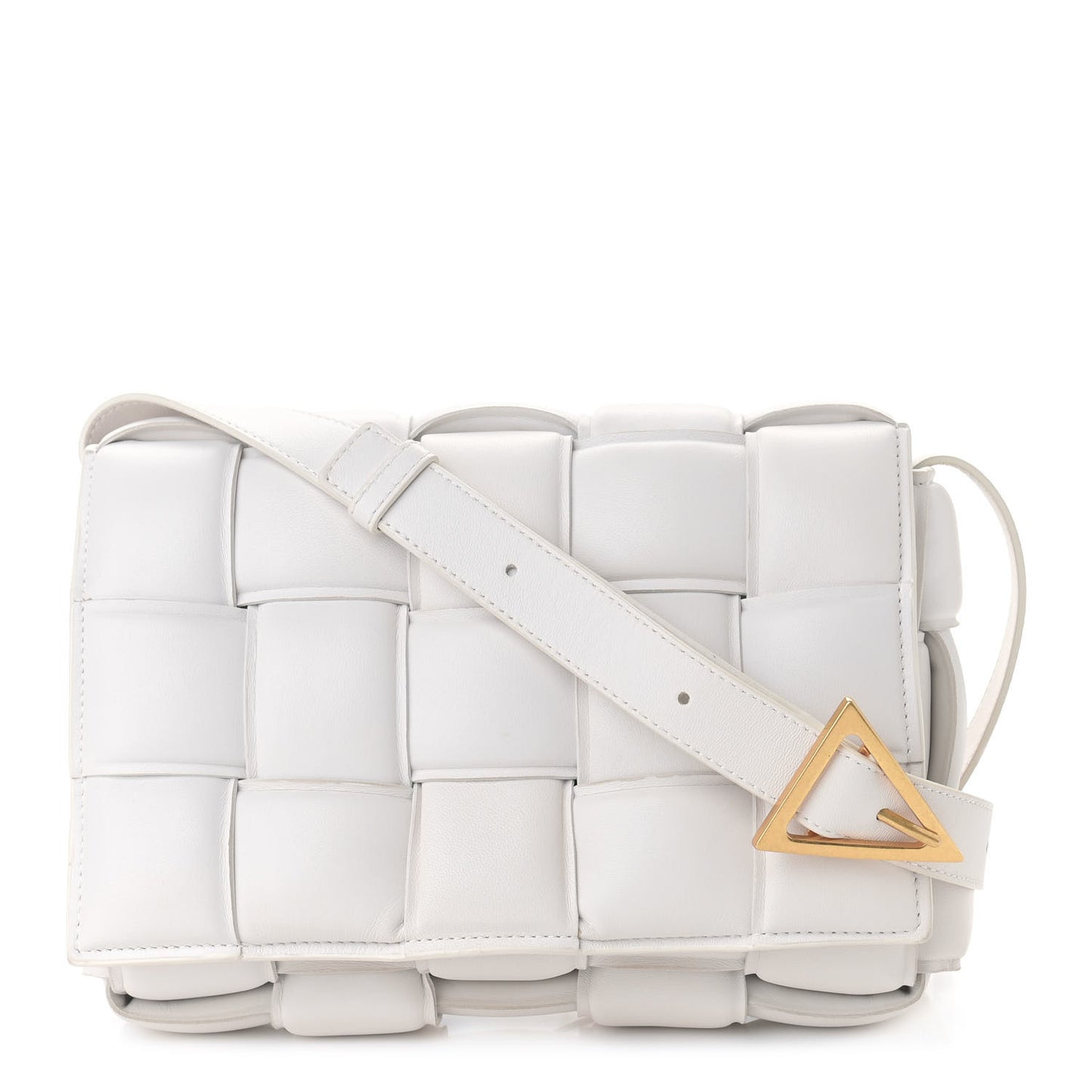 Nappa Maxi Intreccio Padded Cassette Crossbody Bag Chalk