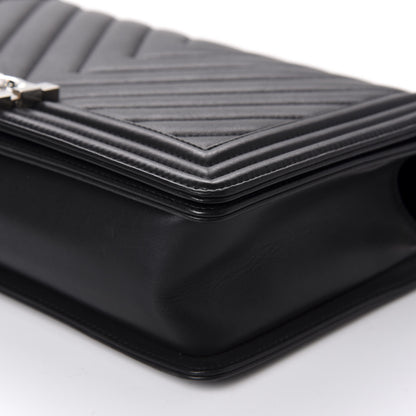 Chanel Lambskin Chevron Quilted New Medium Boy Flap Black 7 of 10