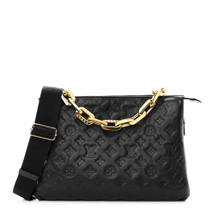 Louis Vuitton Lambskin Embossed Monogram Coussin MM Black 1 of 11