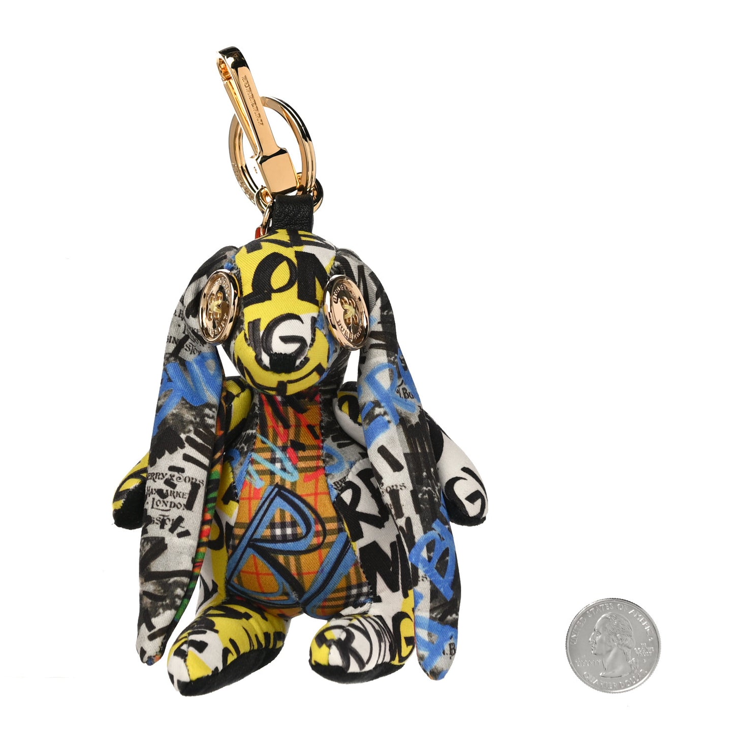 Cotton Graffiti Print Vera The Hare Bag Charm Yellow Multi