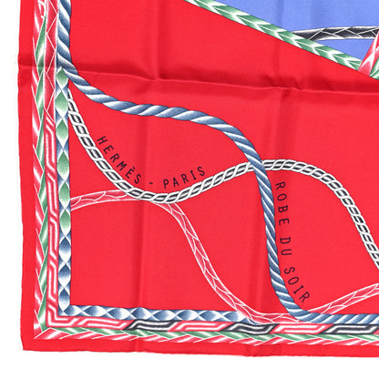 Hermes Silk Robe Du Soir Scarf 90 Rouge White Lavande 2 of 5