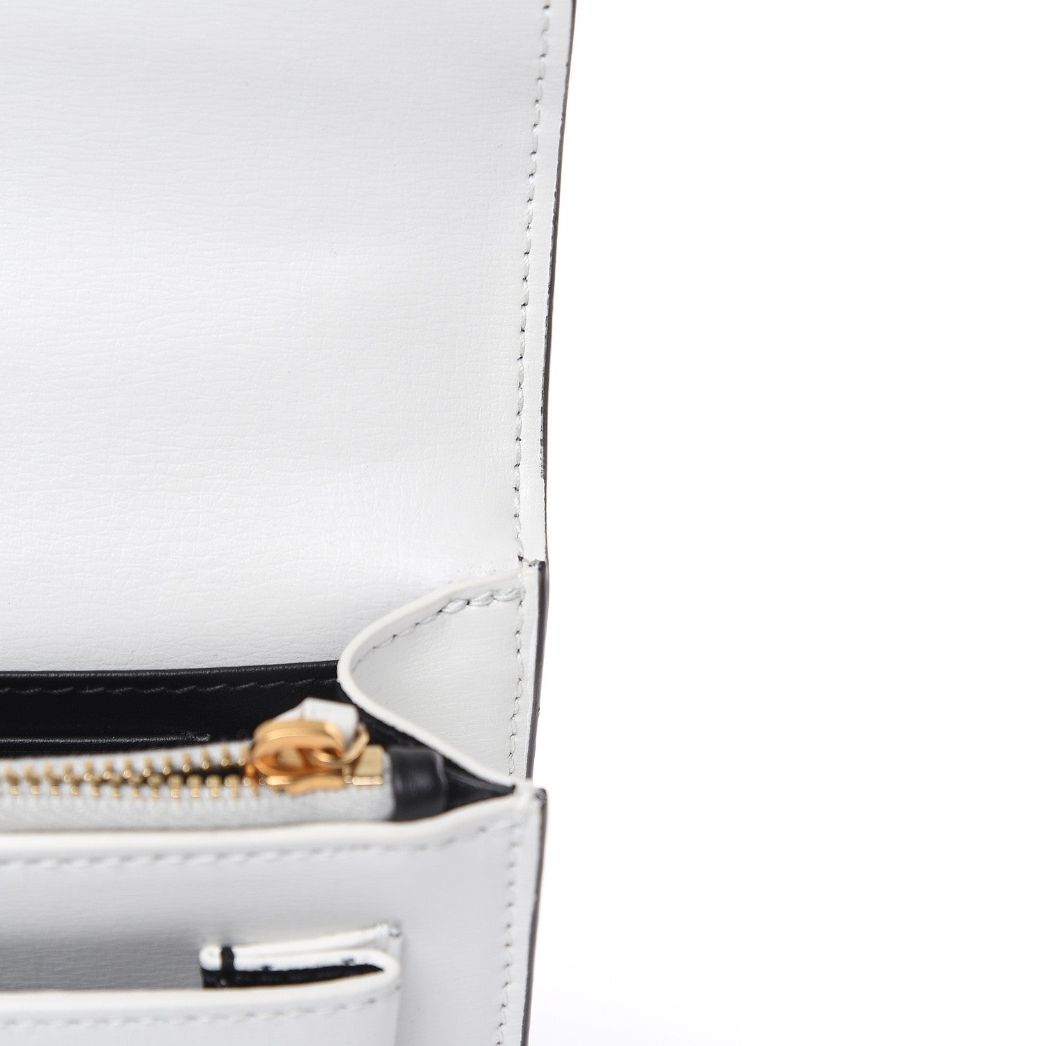 Saint Laurent New Aspen Calfskin Bi-Color Monogram Sunset Chain Wallet Black Dirty White 9 of 11