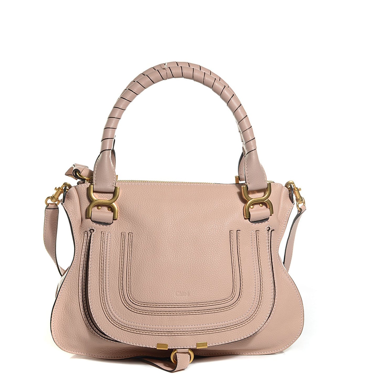 Grained Calfskin Medium Marcie Satchel Blush Nude