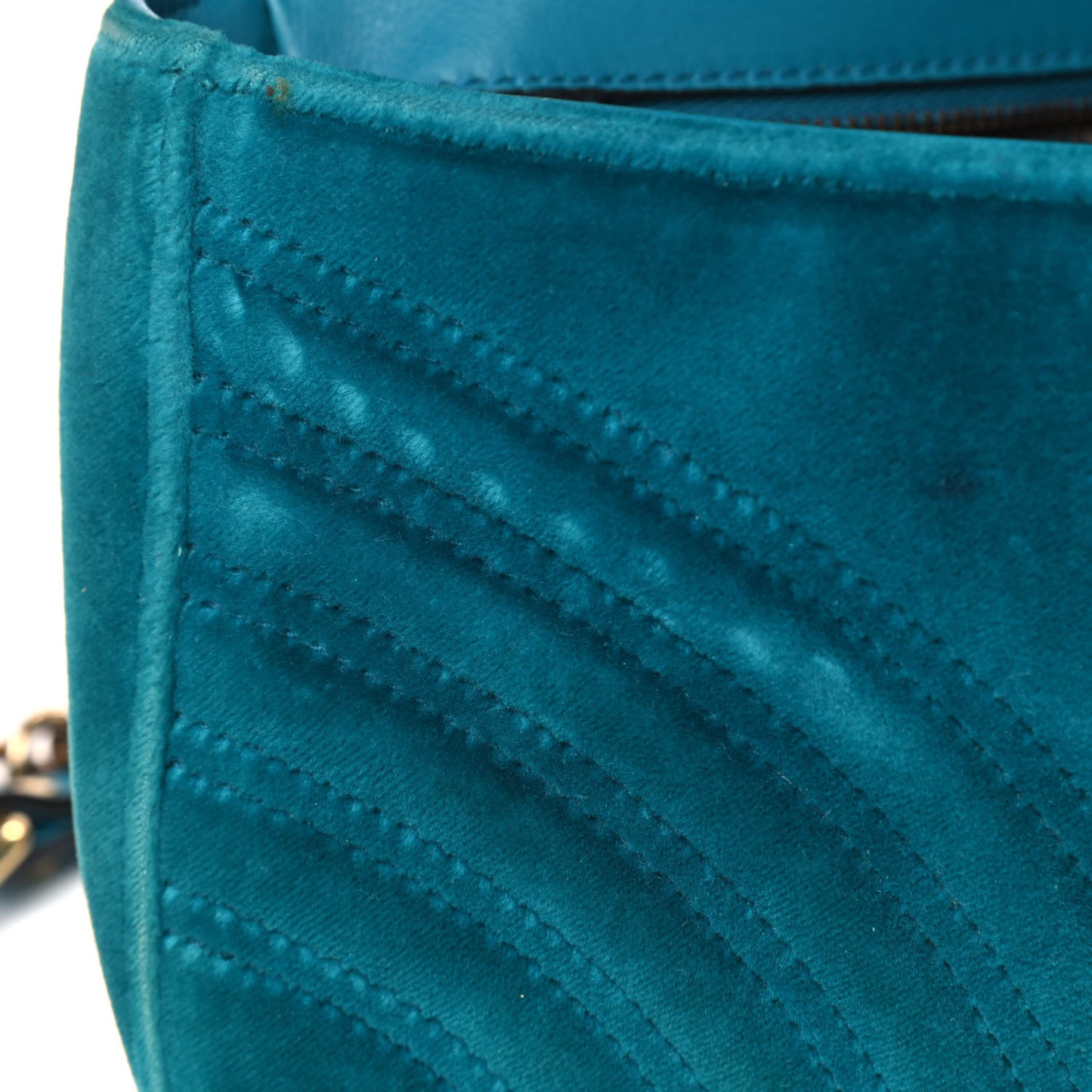 Velvet Matelasse Small GG Marmont Shoulder Bag Pavone Cyan