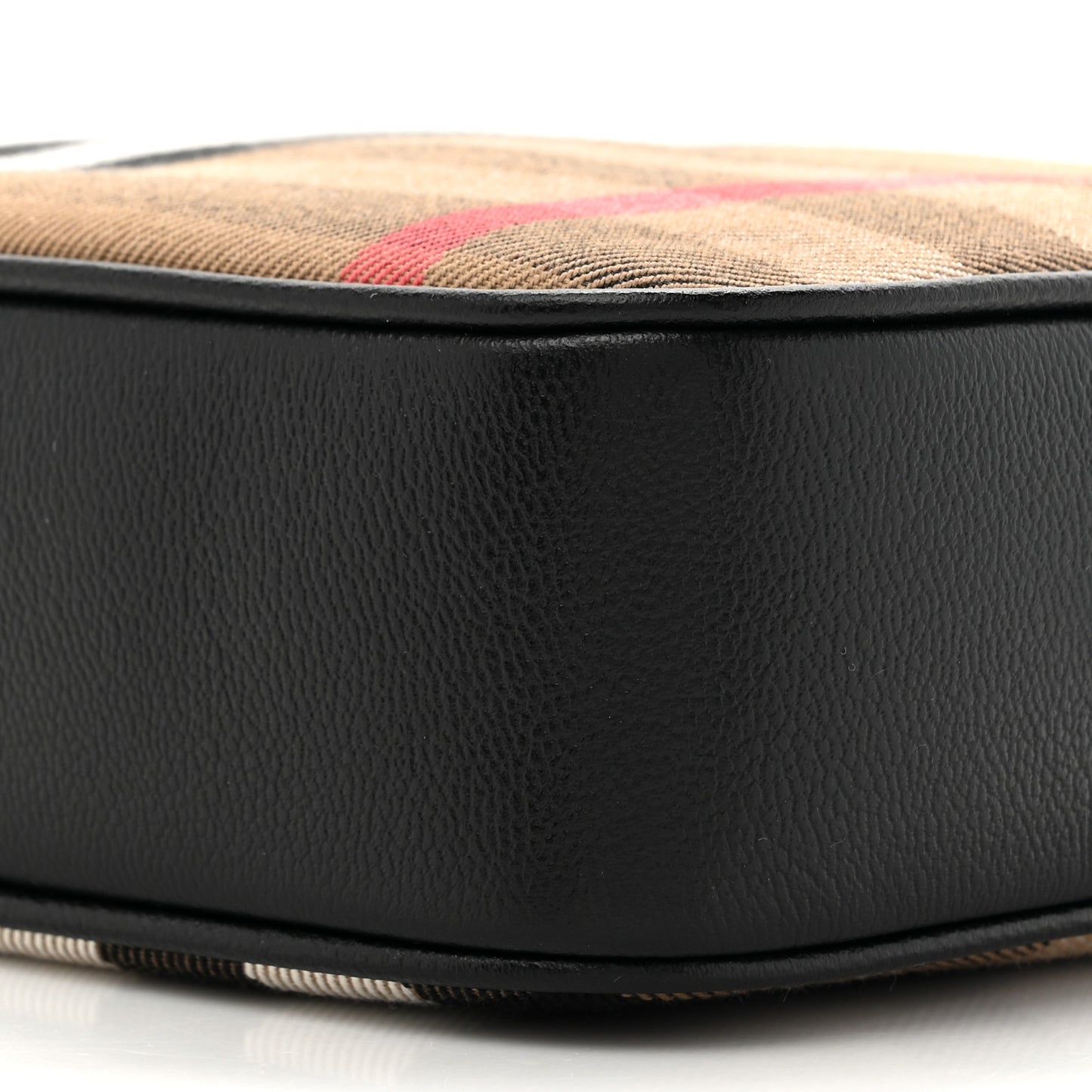Giant Check Calfskin Small Camera Bag Black