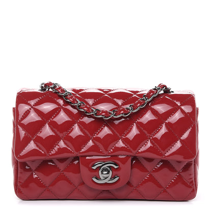 Chanel Patent Calfskin Quilted Mini Rectangular Flap Red 1 of 10