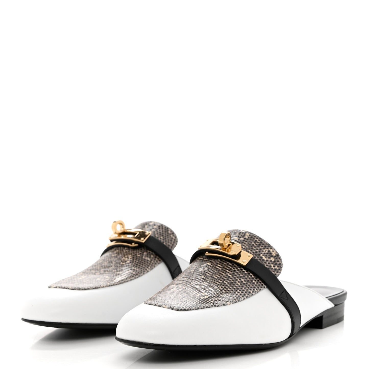 Lizard Calfskin Oz Mules 37.5 Ombre