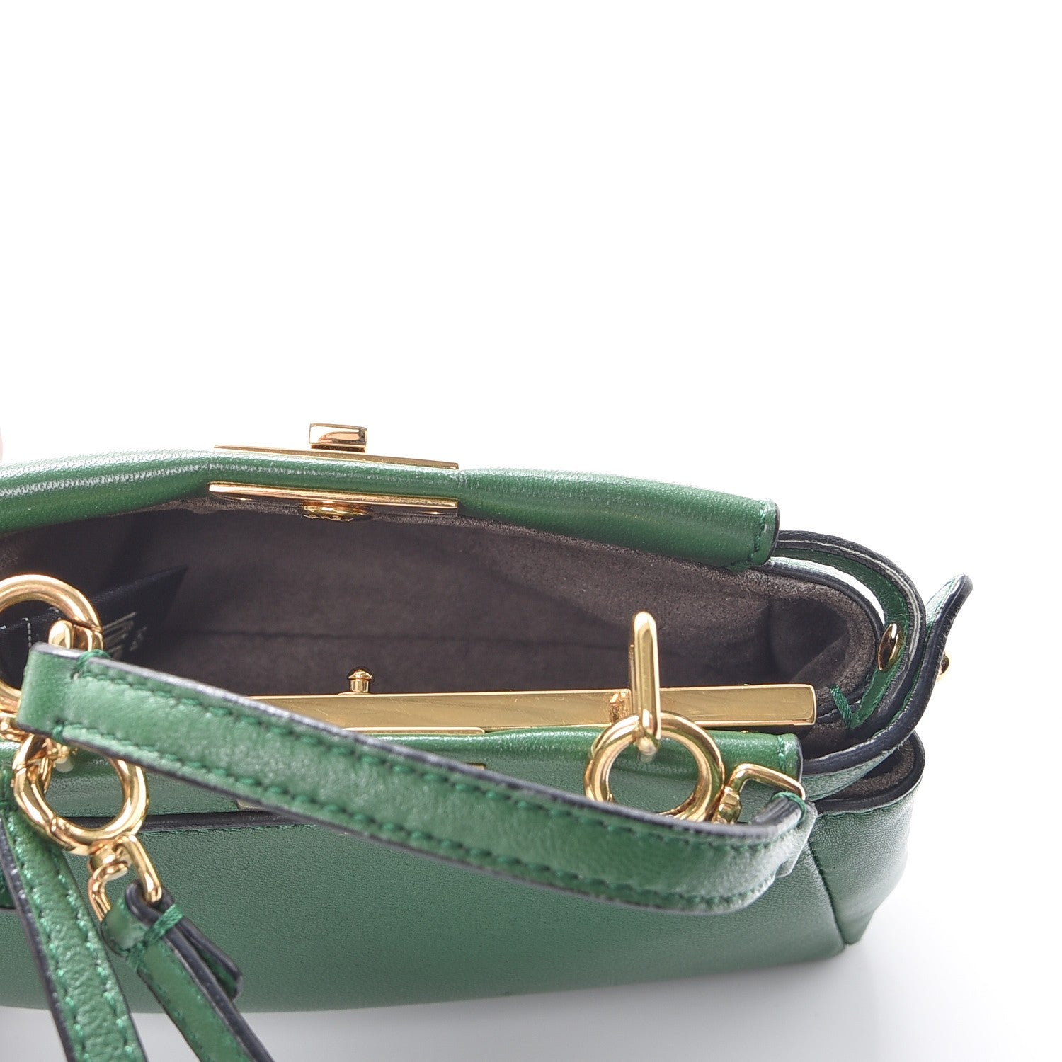 Fendi Shiny Nappa Micro Peekaboo Iconic Satchel Verde Smeraldo 7 of 11