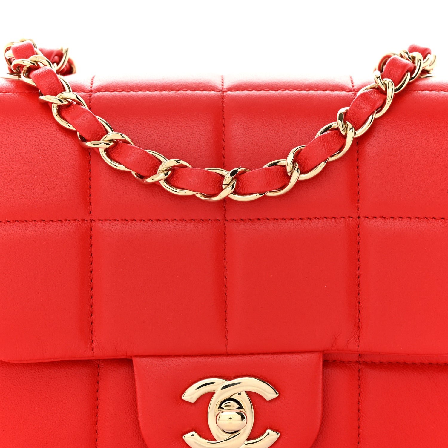 Chanel Lambskin Resin Crystal Square Quilted Monacoco Mini Flap Red 8 of 11