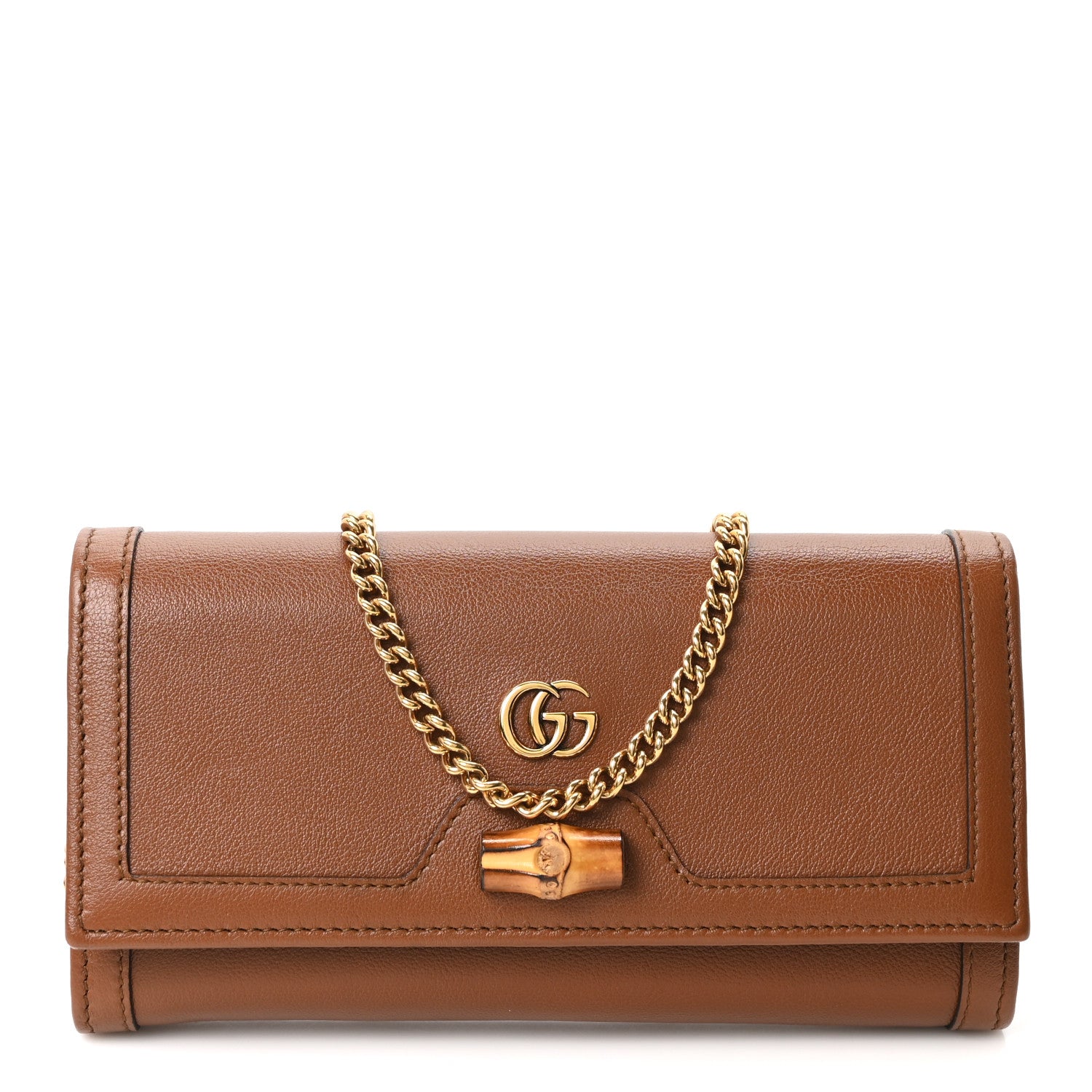 Gucci Wonka Grain Calfskin Diana Chain Wallet Cuir 1 of 10