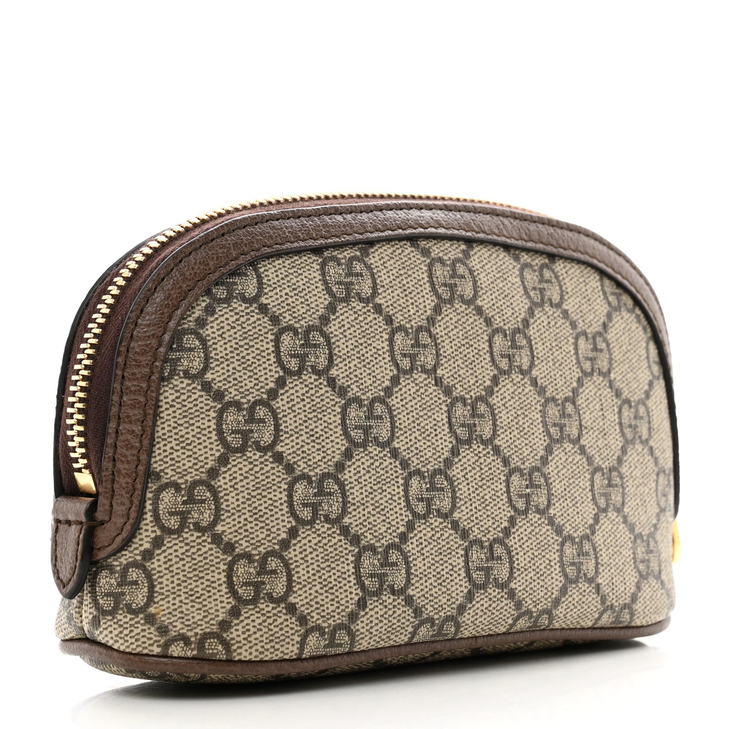 GG Supreme Monogram Textured Calfskin Web Medium Ophidia Cosmetic Case Beige Ebony New Acero