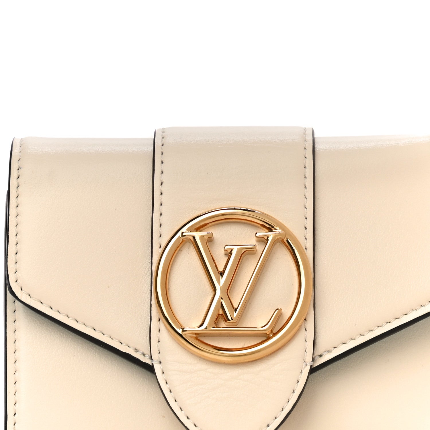Louis Vuitton Smooth Calfskin LV Pont 9 Compact Wallet Creme 7 of 10