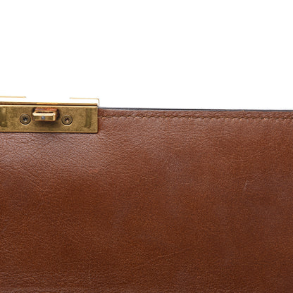 Gucci Calfskin Medium Cat Lock Top Handle Bag Brown 15 of 17