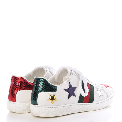 Gucci Calfskin Ayers Web Star Embroidered Womens Ace Sneakers 35.5 White Multi 4 of 8