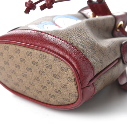 Gucci X DORAEMON Mini Vintage GG Supreme Monogram Textured Dollar Calfskin Mini Bucket Bag Beige Ebony Multicolor New Cherry Red 7 of 9