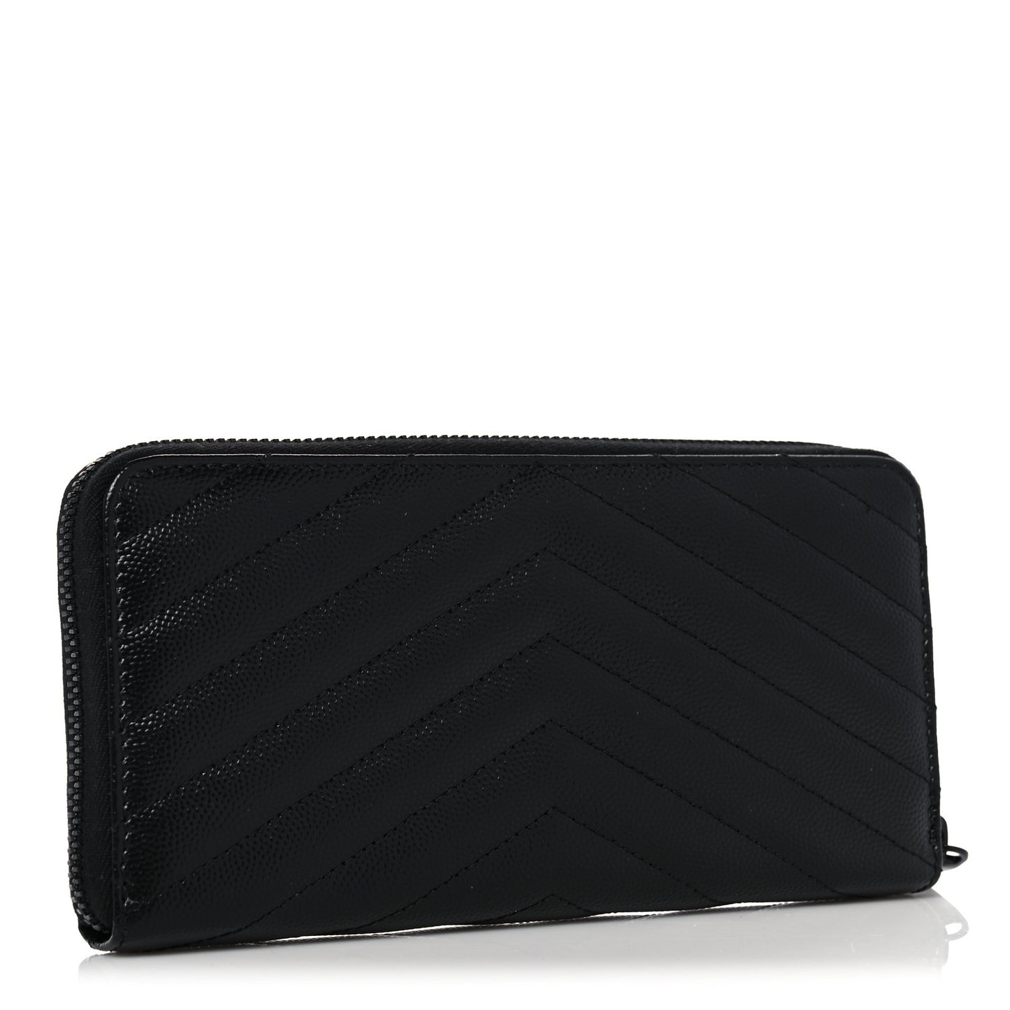 Grain De Poudre Matelasse Chevron Monogram Monochrome Zip Around Wallet Black
