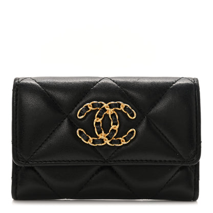 Chanel Lambskin Quilted Chanel 19 Flap Card Holder Black 1 of 10