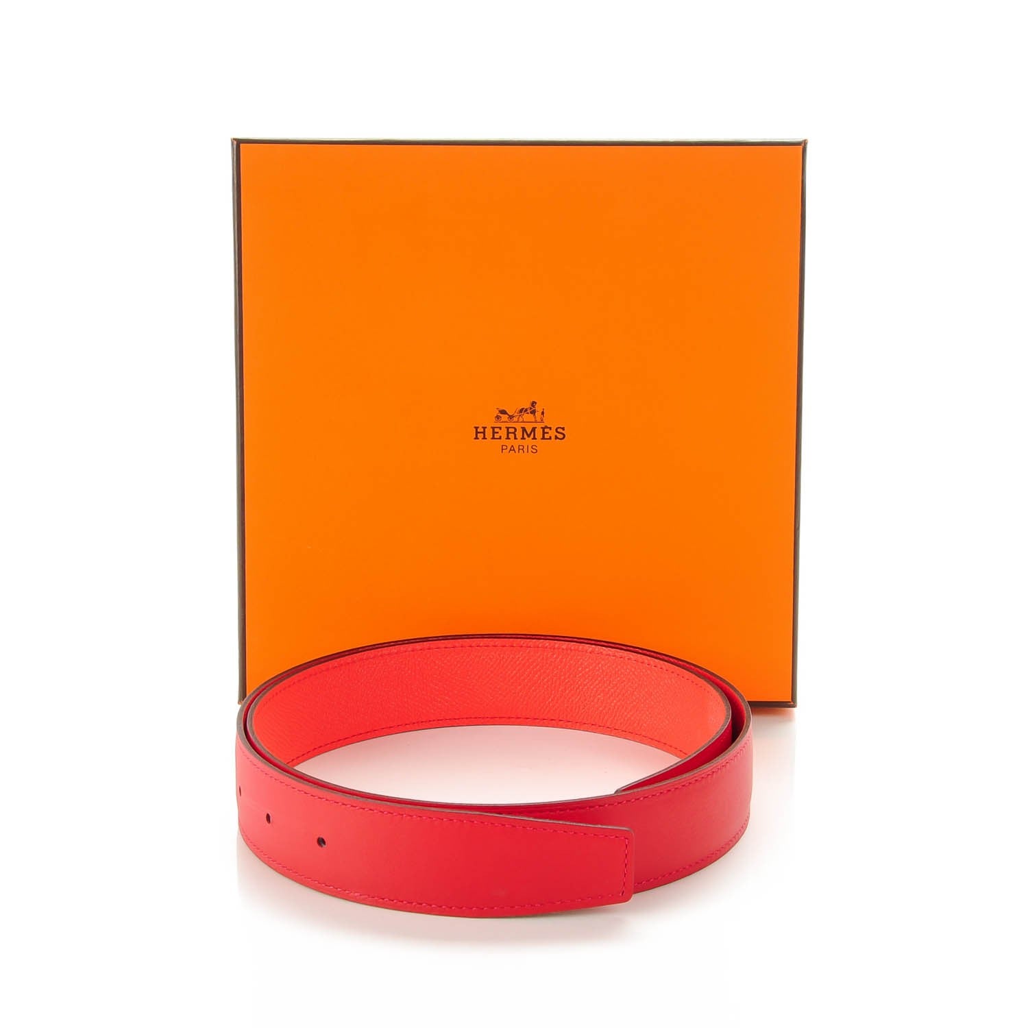 Hermes Swift Epsom 32mm Belt Strap 85 Vermilion Rose Jaipur 6 of 6