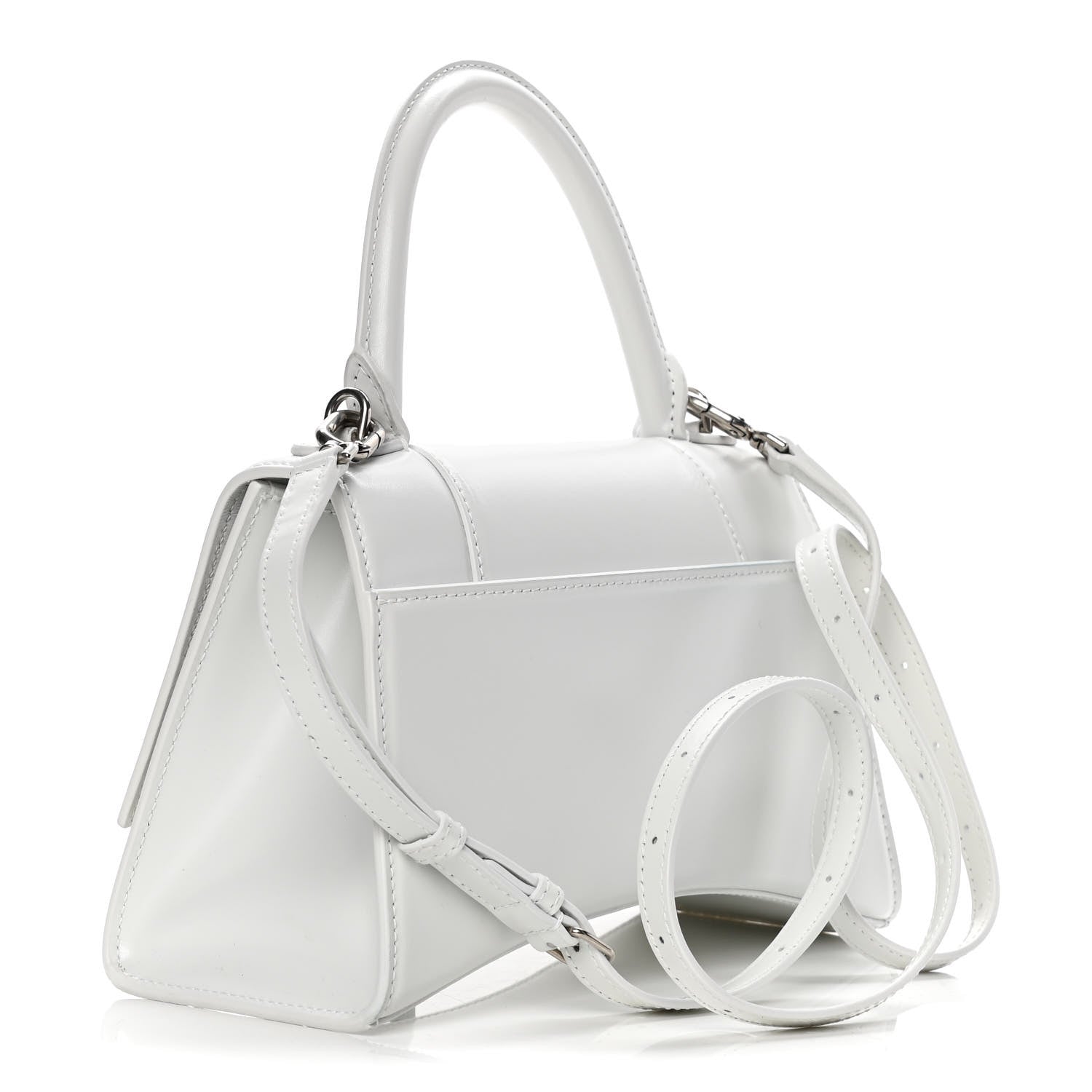 Balenciaga Shiny Box Calfskin Tonal B Small Hourglass Top Handle Bag White 4 of 12