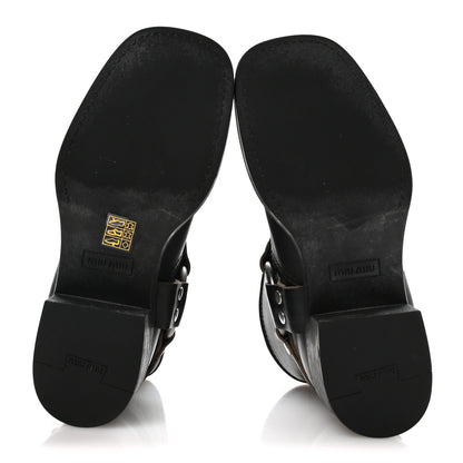 Miu Miu Calfskin Harness Enigneer Boots 37 Black 6 of 7