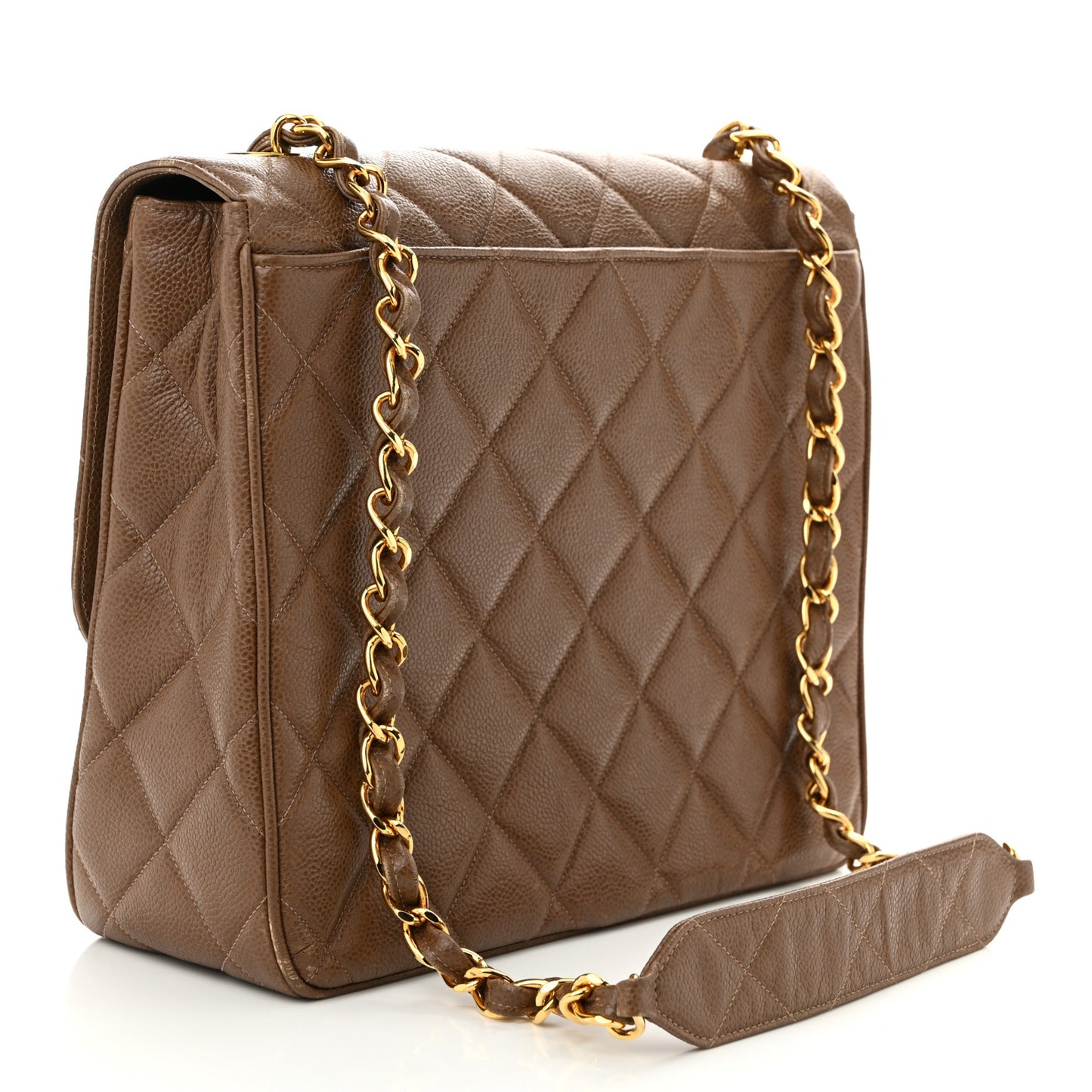 Caviar Quilted Small Single Flap Brown