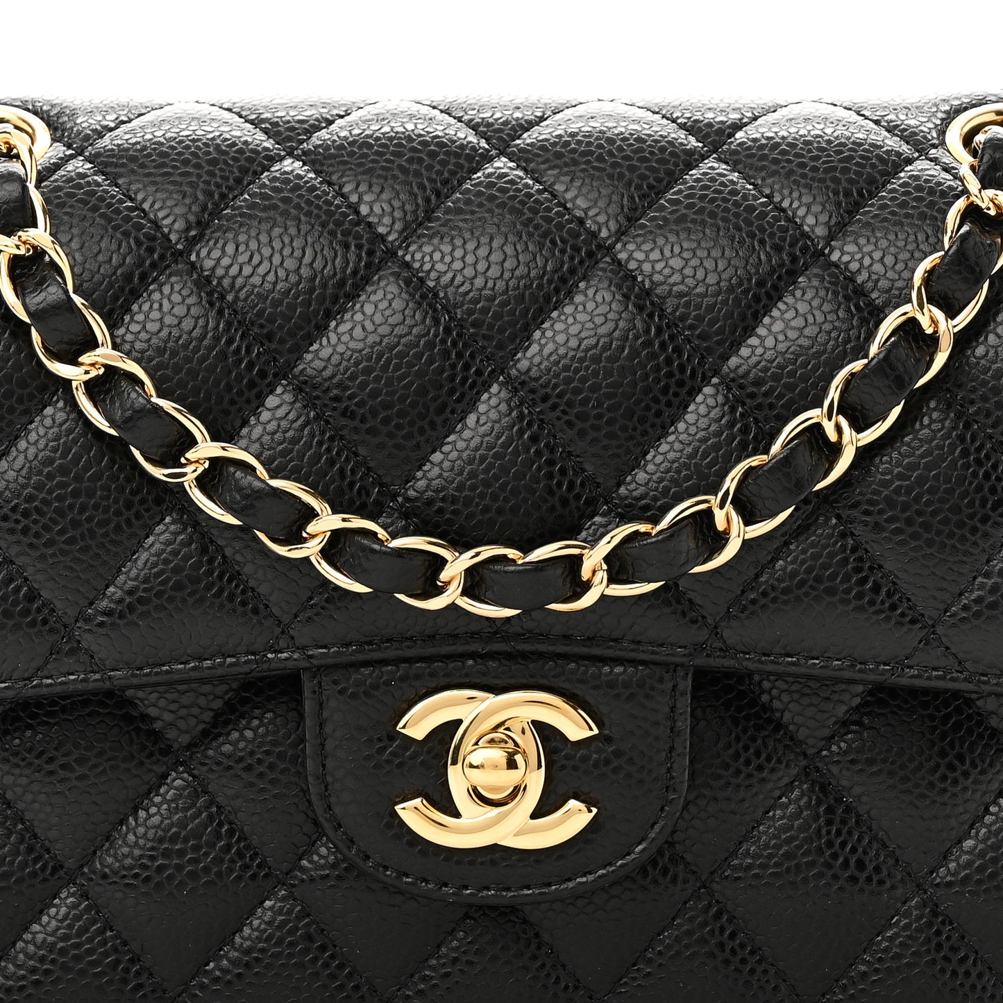 Caviar Quilted Small Double Flap Black