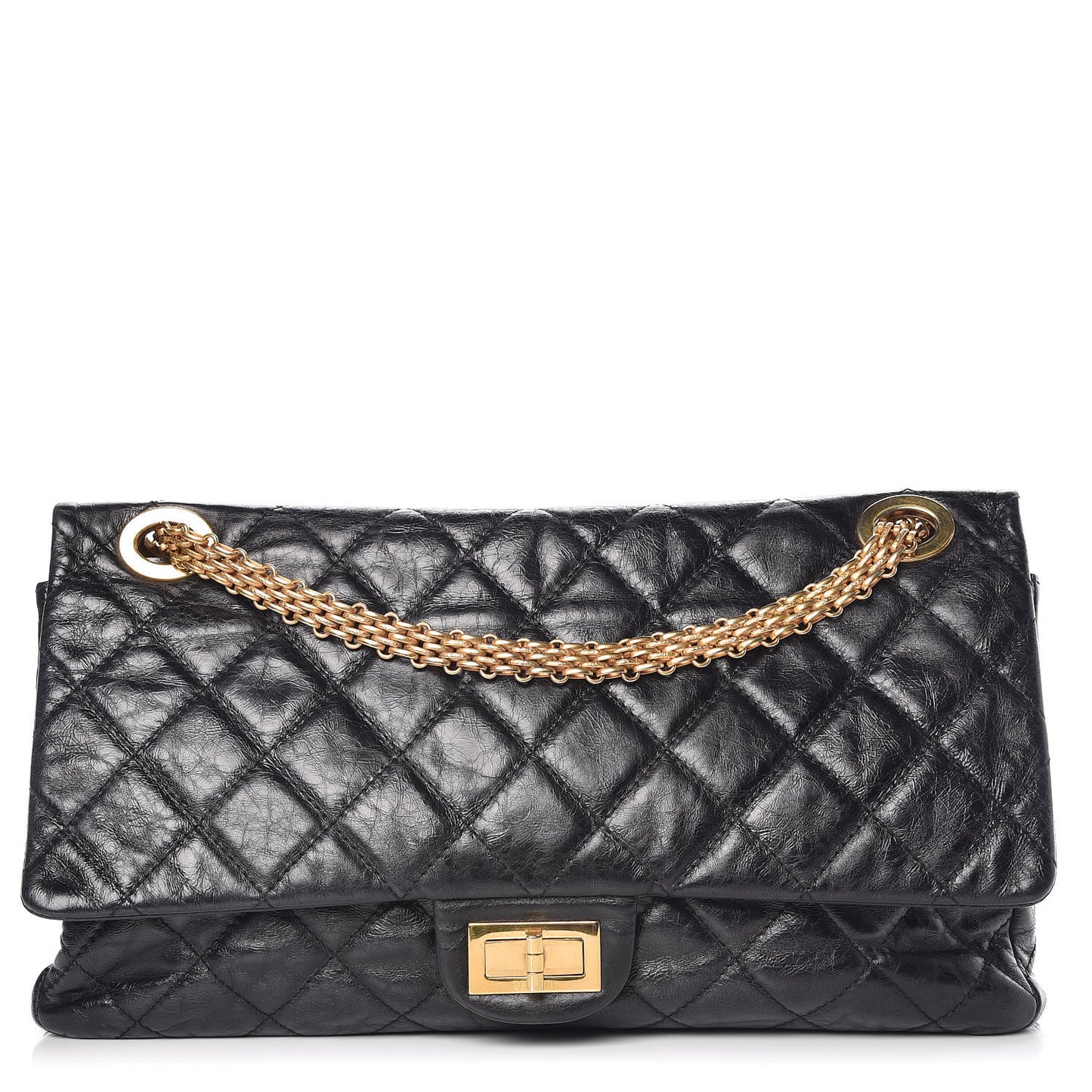 Aged Calfskin Quilted 2.55 Reissue 228 Flap Black