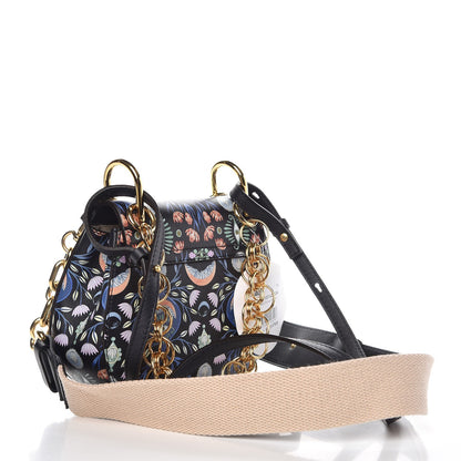 Chloe Calfskin Floral Print Drew Bi-Color Shoulder Bag Full Blue 3 of 6