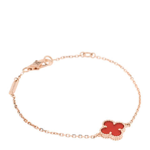 18K Rose Gold Carnelian Sweet Alhambra Bracelet