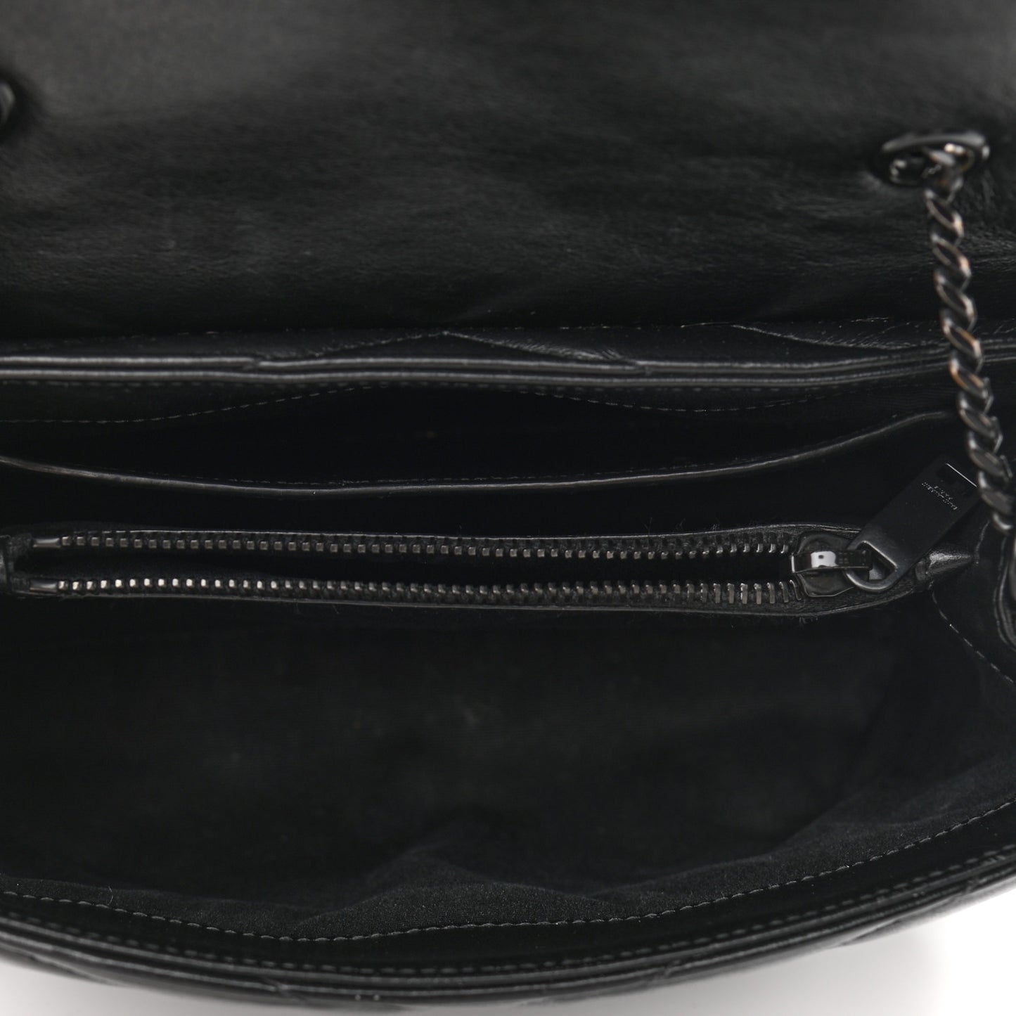 Calfskin Y Quilted Monogram Small Loulou Chain Satchel Black