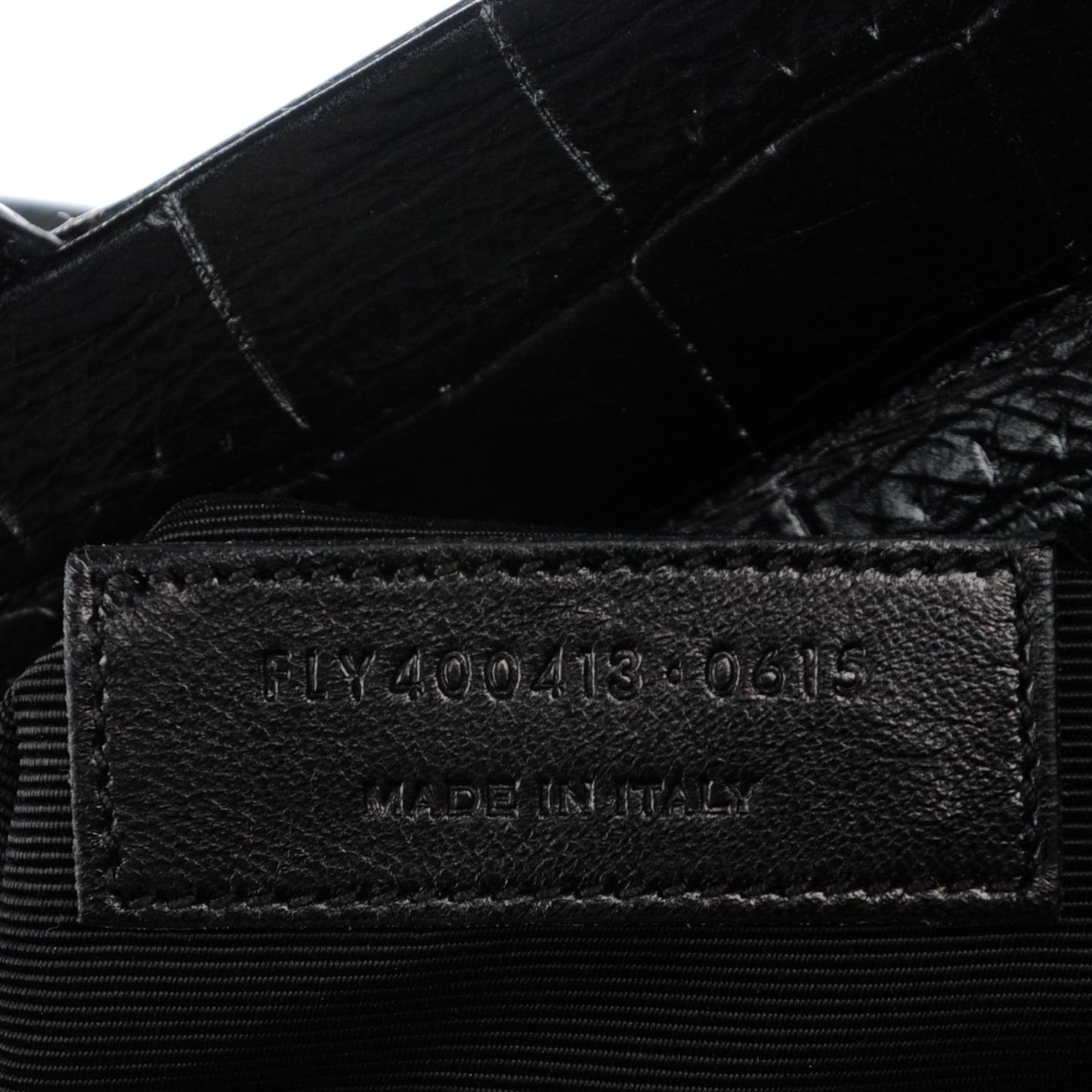Calfskin Crocodile Embossed Small Cabas Rive Gauche Black