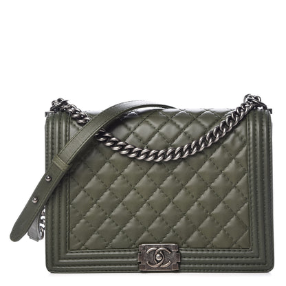 Chanel Calfskin Quilted Large Boy Flap Green 1 of 11
