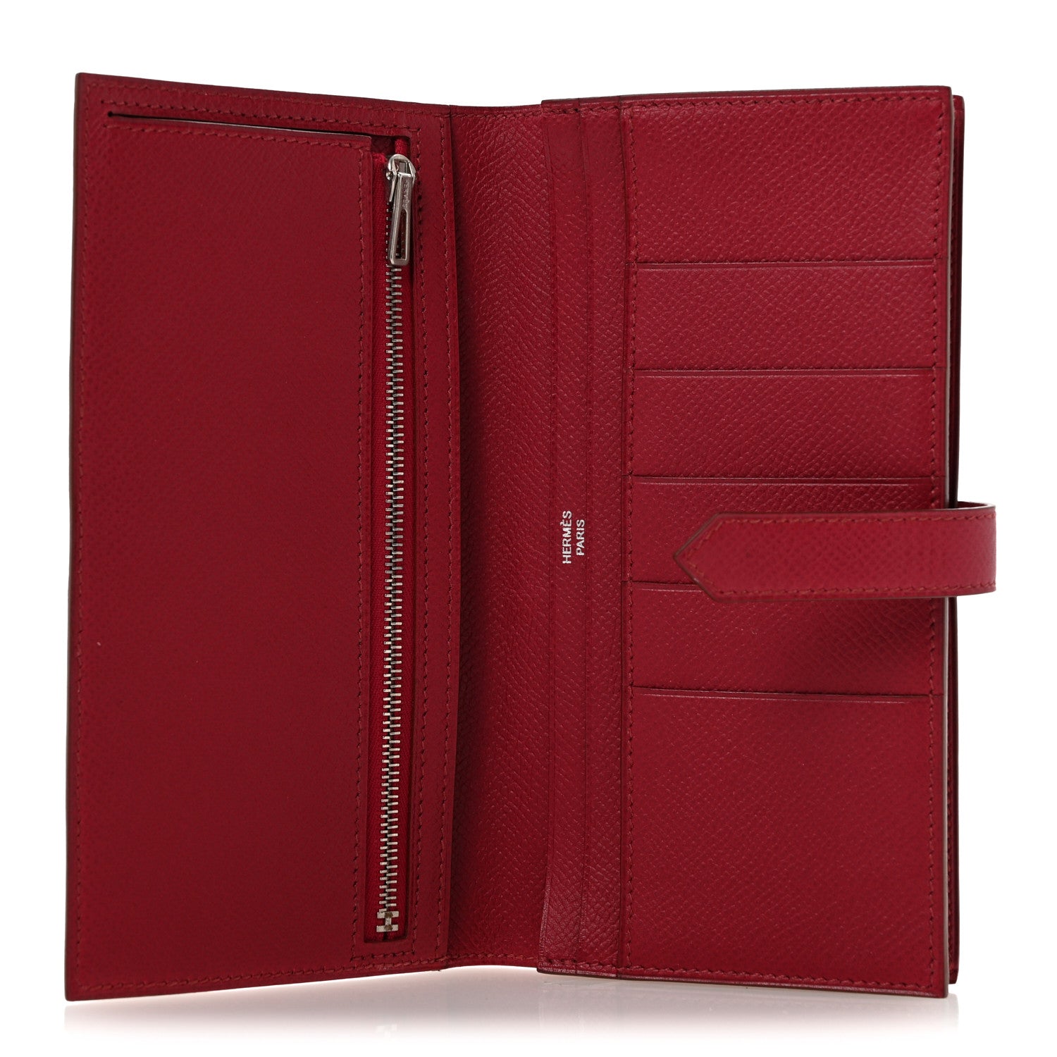 Hermes Epsom Bearn Gusset Wallet Rouge Garance 5 of 10