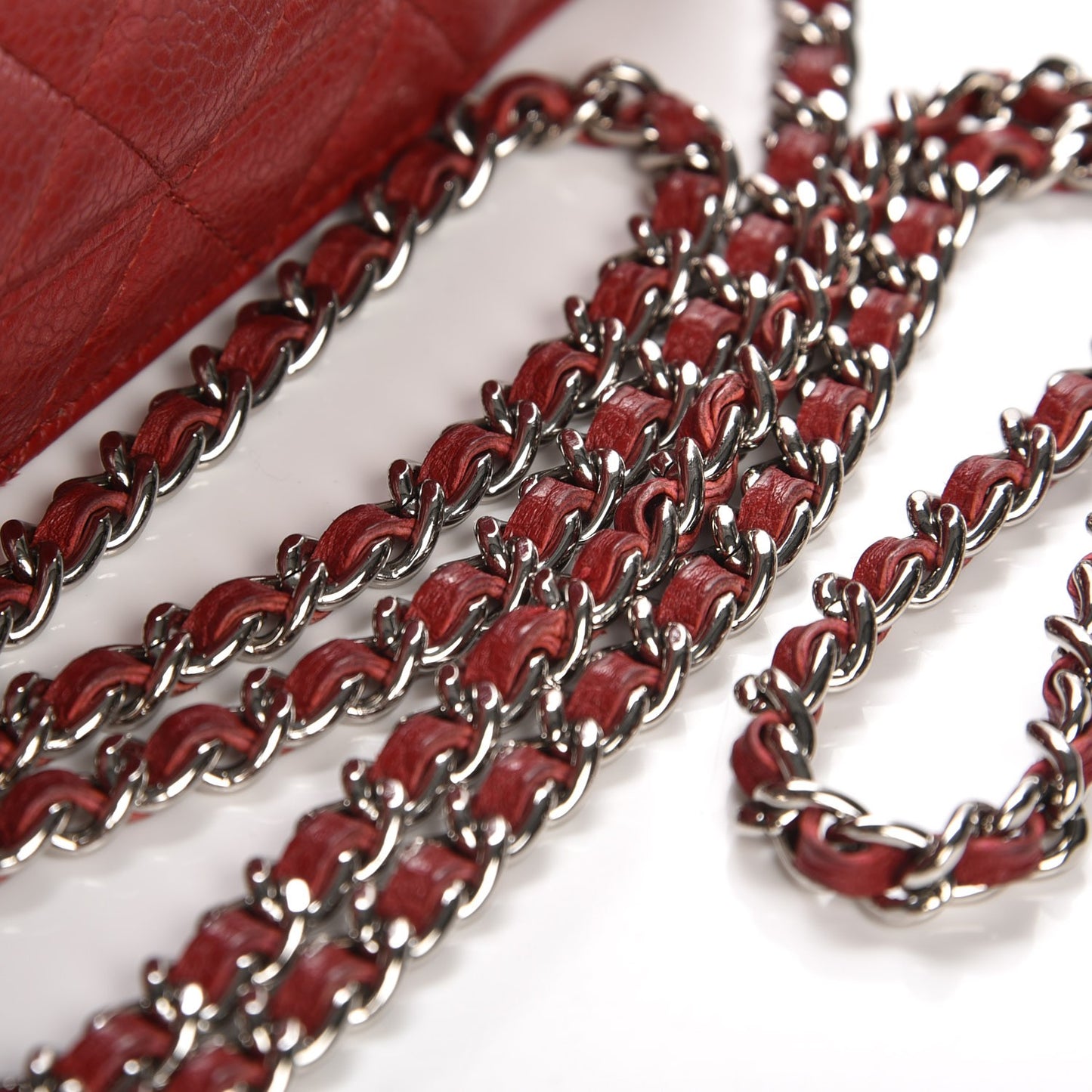 Caviar Quilted Wallet On Chain WOC Red