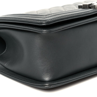 Chanel Metallic Calfskin Quilted Medium Boy Flap Dark Silver 9 of 10