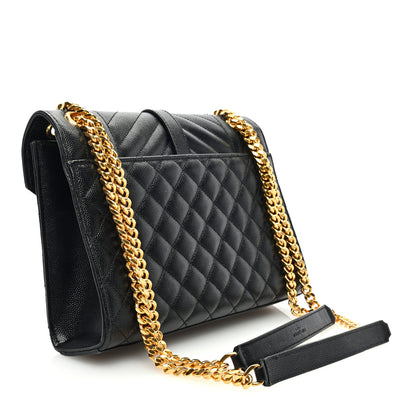 Saint Laurent Grain De Poudre Textured Mixed Matelasse Triquilt Medium Monogram Satchel Black 3 of 10