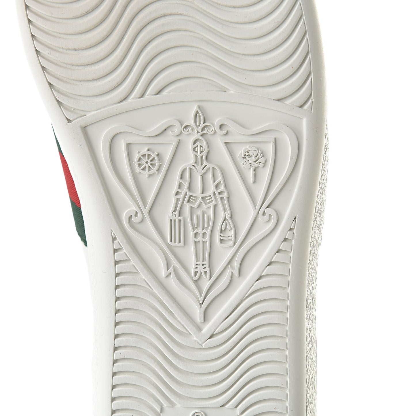 Calfskin Web Bee Embroidered Womens Ace Sneakers 35 White Green